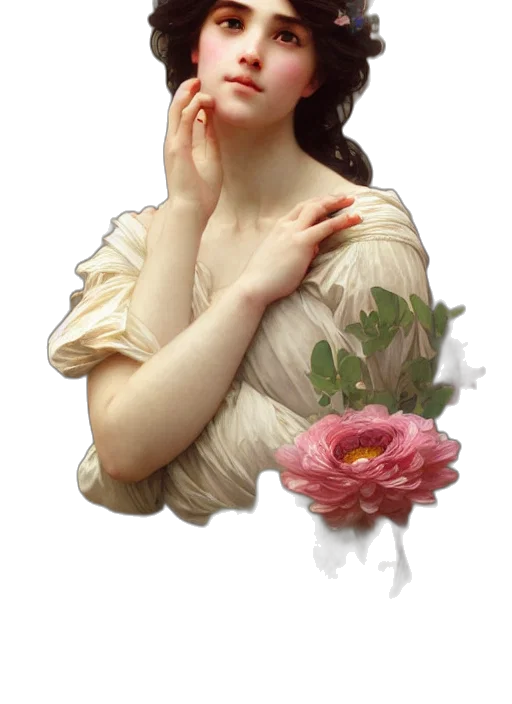 dress, face, jewelry, flower transparent PNG cut-out