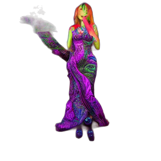 dress, staff, dragon, 3d render transparent PNG cut-out