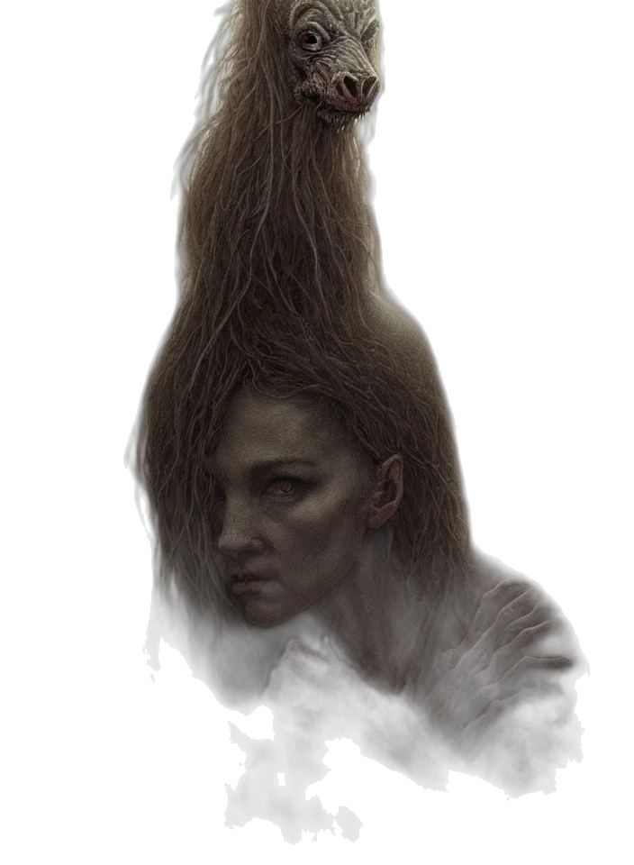 hair, creature, crown, face transparent PNG cut-out