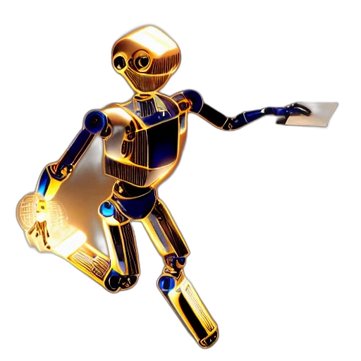 robot, staff, weapon, 3d render transparent PNG cut-out