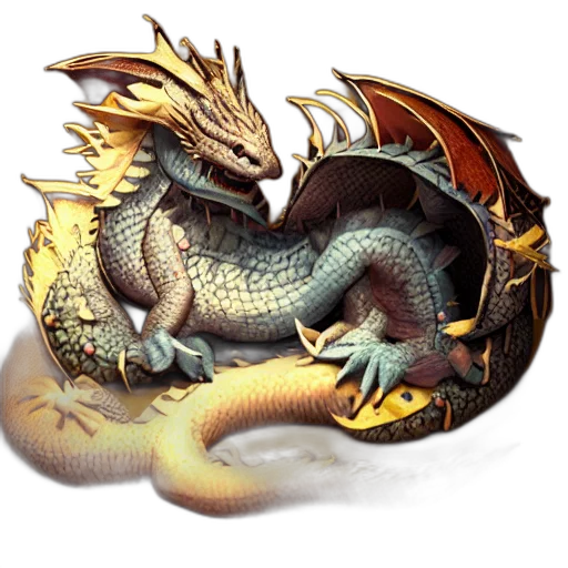dragon, staff, creature, animal transparent PNG cut-out