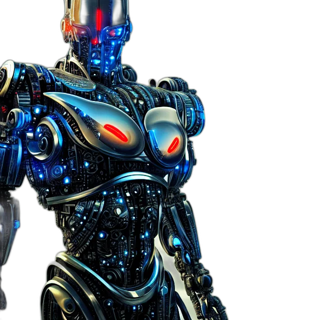 robot, 3d render, concept art, cyborg transparent PNG cut-out