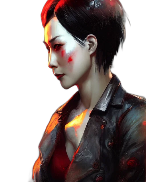 jacket, face, concept art, cyberpunk transparent PNG cut-out