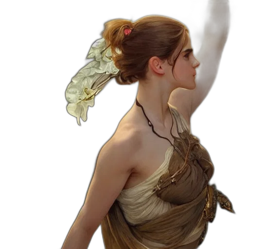 dress, staff, jewelry, face transparent PNG cut-out