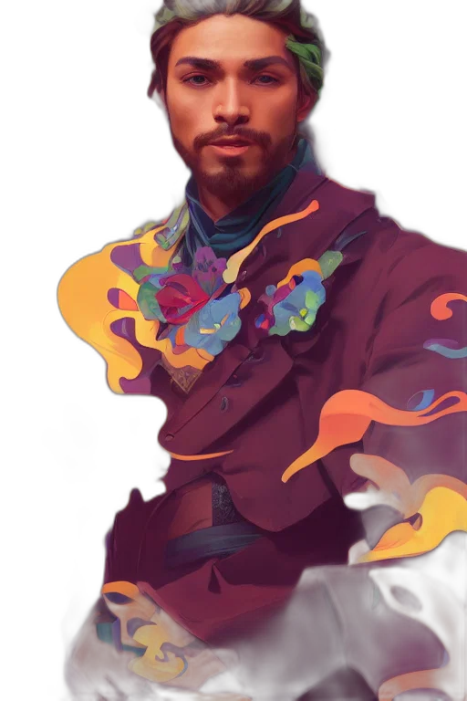 jacket, face, staff, fantasy art transparent PNG cut-out