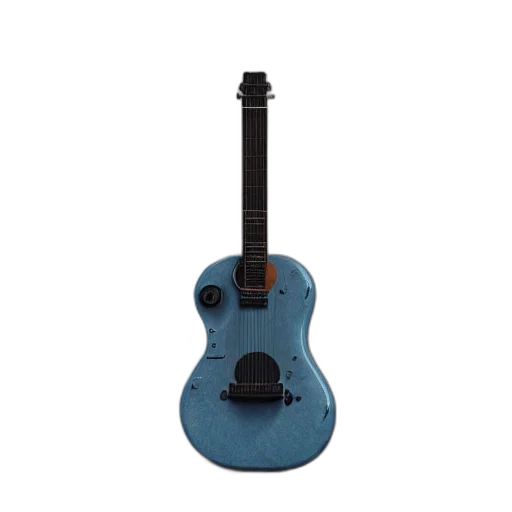 3d render, blue, guitar, unreal transparent PNG cut-out