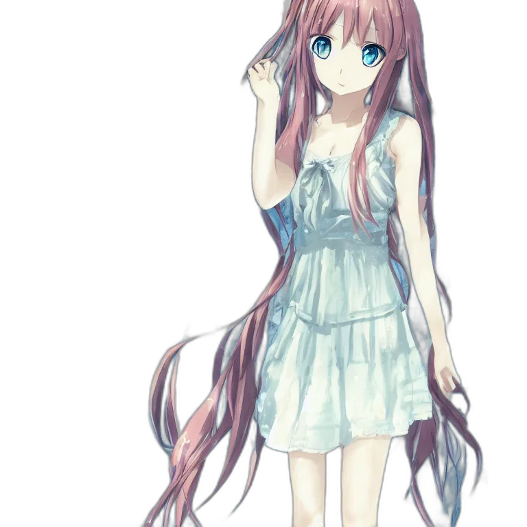 dress, staff, creature, hair transparent PNG cut-out