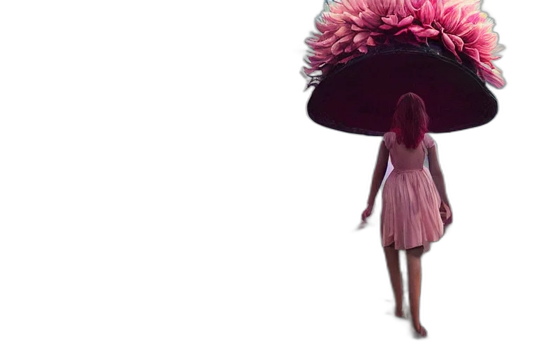 dress, umbrella, hat, hair transparent PNG cut-out