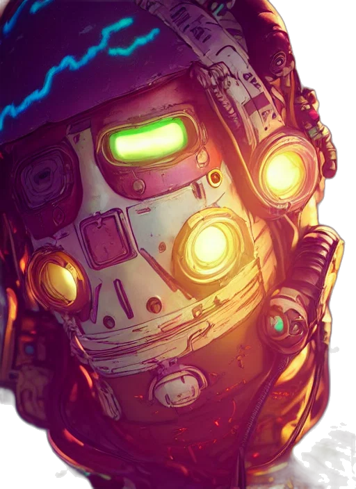 robot, face, mask, weapon transparent PNG cut-out