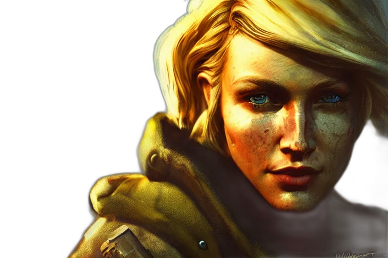 face, jacket, weapon, fantasy art transparent PNG cut-out
