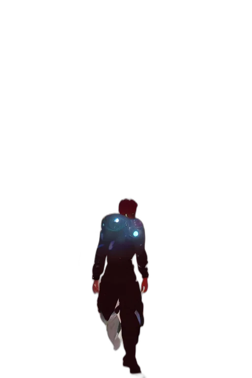 robot, jacket, staff, creature transparent PNG cut-out