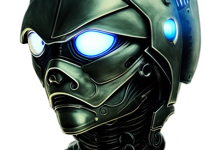 robot, mask, face, concept art transparent PNG cut-out