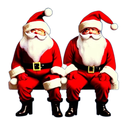 3d render, two, santa, claus transparent PNG cut-out