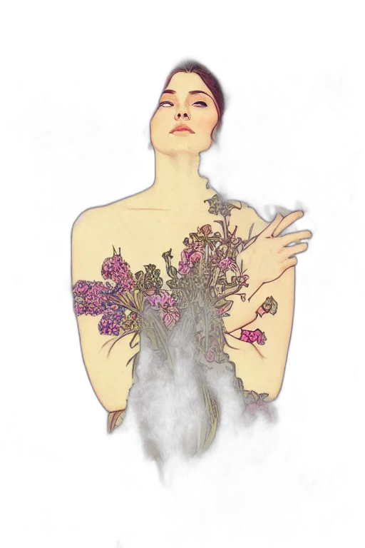 dress, flower, watercolor, photorealistic transparent PNG cut-out