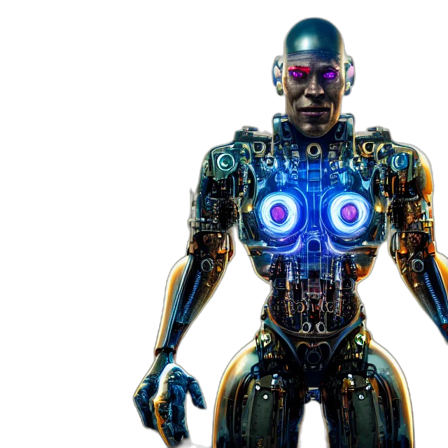 robot, cyberpunk, concept art, 3d render transparent PNG cut-out