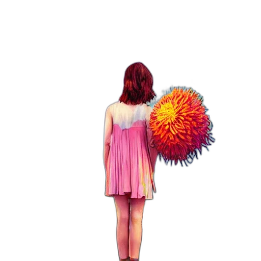 dress, hair, umbrella, flower transparent PNG cut-out