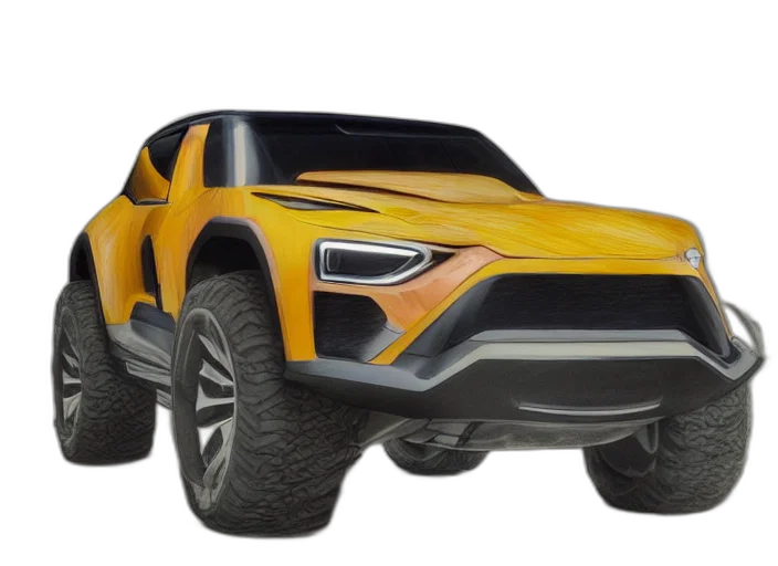 car, 3d render, concept art, photorealistic transparent PNG cut-out