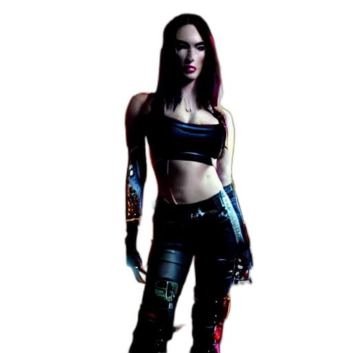 robot, jacket, staff, cyberpunk transparent PNG cut-out