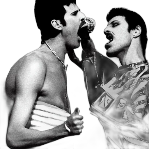 photorealistic, freddy, mercury, singing transparent PNG cut-out