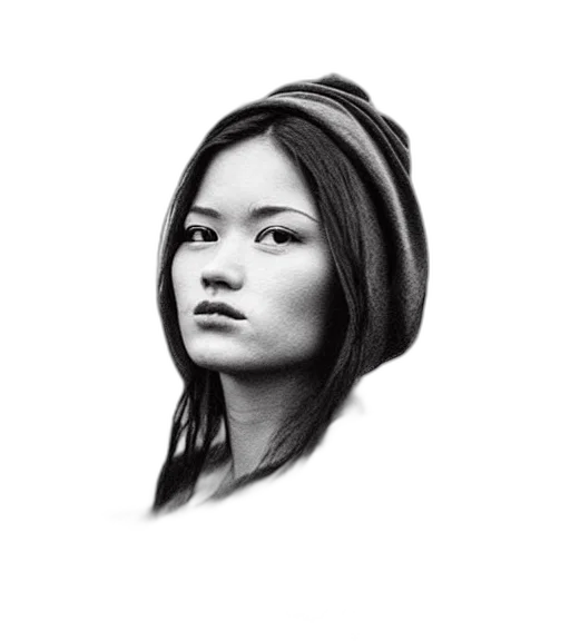 face, hair, crown, staff transparent PNG cut-out