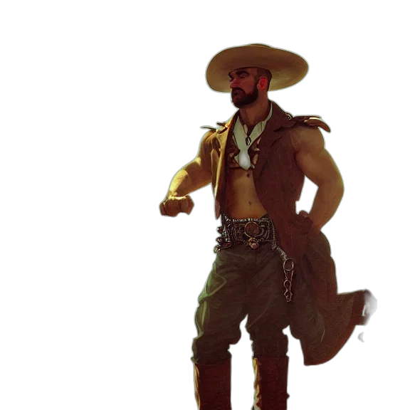 staff, hat, weapon, jacket transparent PNG cut-out