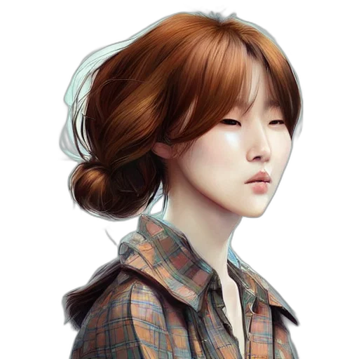 face, hair, photorealistic, oil painting transparent PNG cut-out