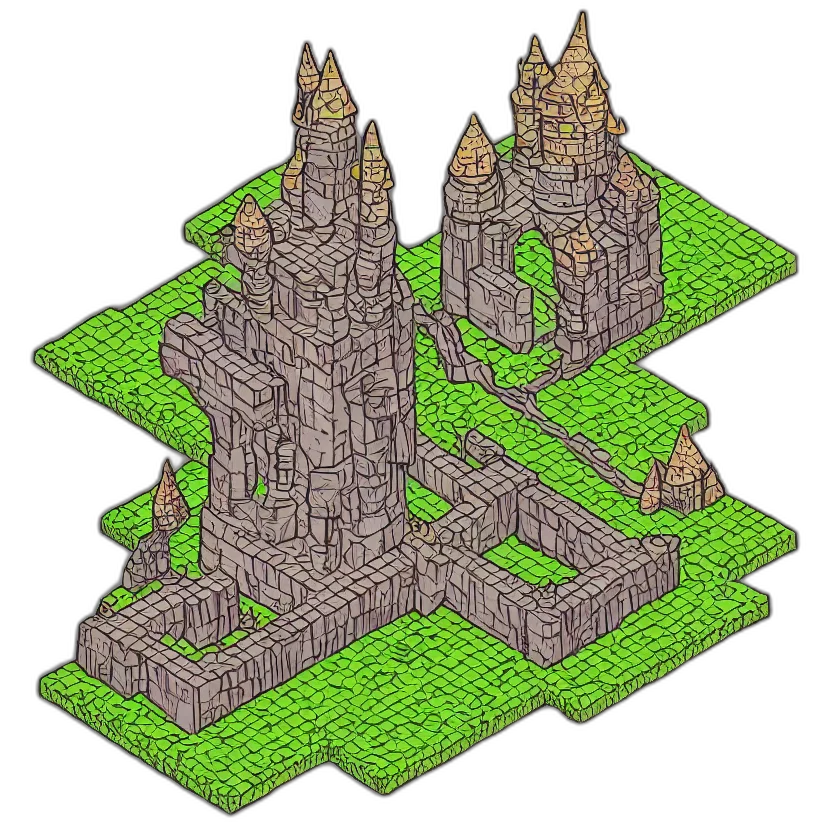 building, crown, pixel art, 3d render transparent PNG cut-out