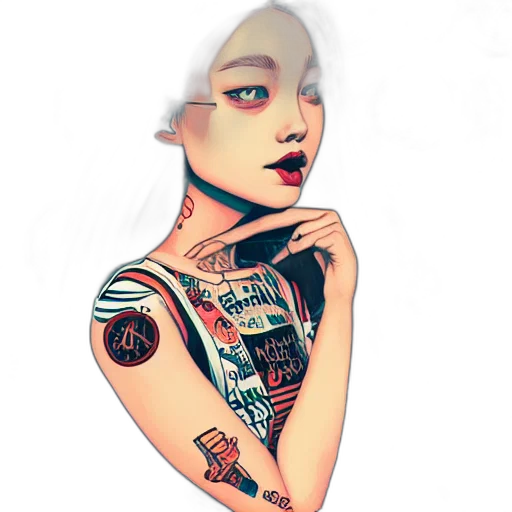 fantasy art, cyberpunk, photorealistic, cartoon transparent PNG cut-out