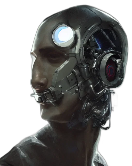 robot, mask, face, cyberpunk transparent PNG cut-out