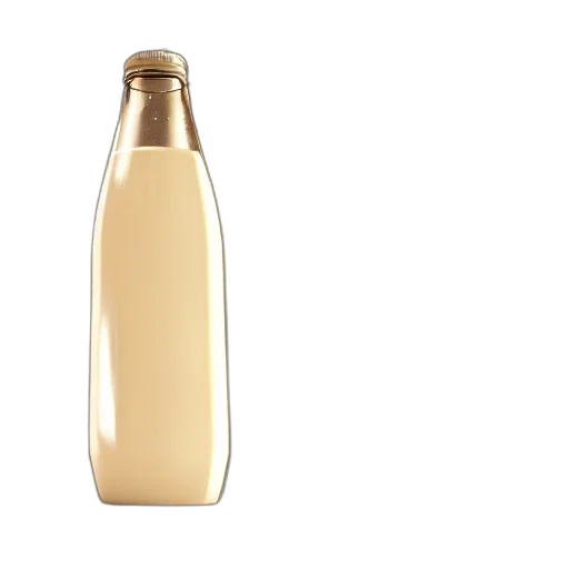 bottle, 3d render, golden, milky transparent PNG cut-out