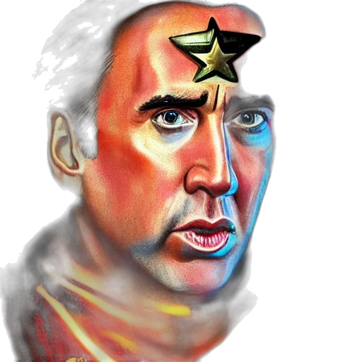 face, staff, photorealistic, comic book art transparent PNG cut-out