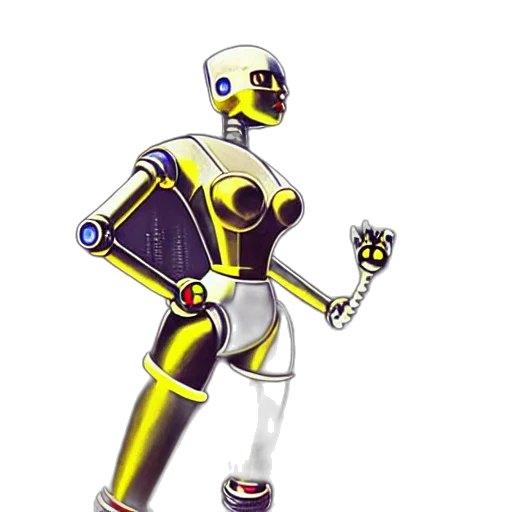 robot, staff, concept art, 3d render transparent PNG cut-out