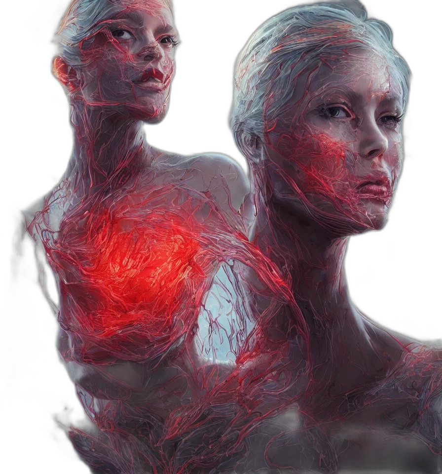 face, hair, robot, concept art transparent PNG cut-out