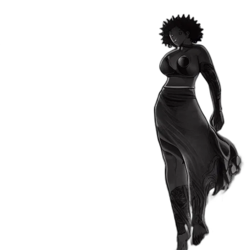 dress, hair, crown, staff transparent PNG cut-out