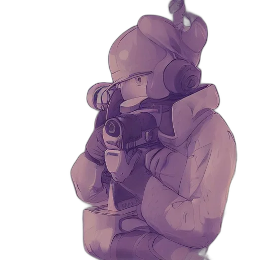 weapon, jacket, robot, staff transparent PNG cut-out