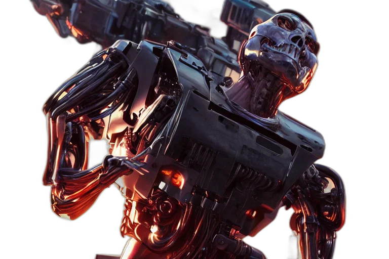 robot, concept art, 3d render, cyberpunk transparent PNG cut-out