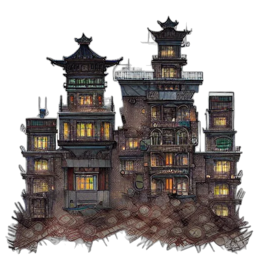building, concept art, fantasy art, pixel art transparent PNG cut-out