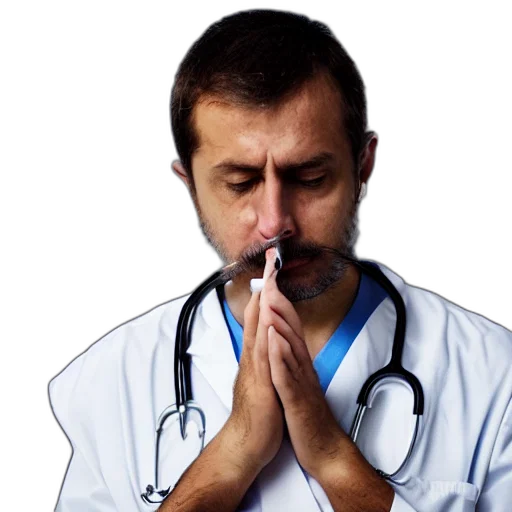 staff, tired, doctor, scrubs transparent PNG cut-out