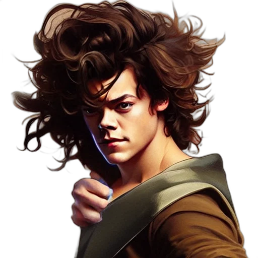 hair, weapon, photorealistic, comic book art transparent PNG cut-out