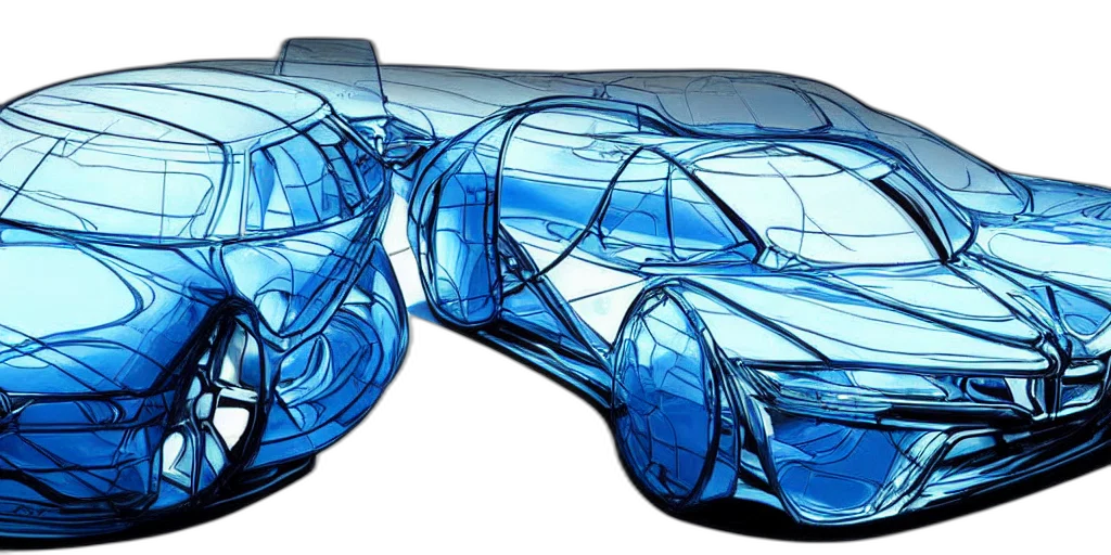car, 3d render, concept art, glass transparent PNG cut-out
