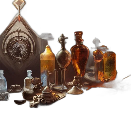 bottle, jewelry, concept art, earth tones transparent PNG cut-out