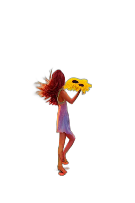 staff, dress, hair, weapon transparent PNG cut-out