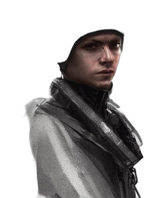 jacket, face, staff, hat transparent PNG cut-out