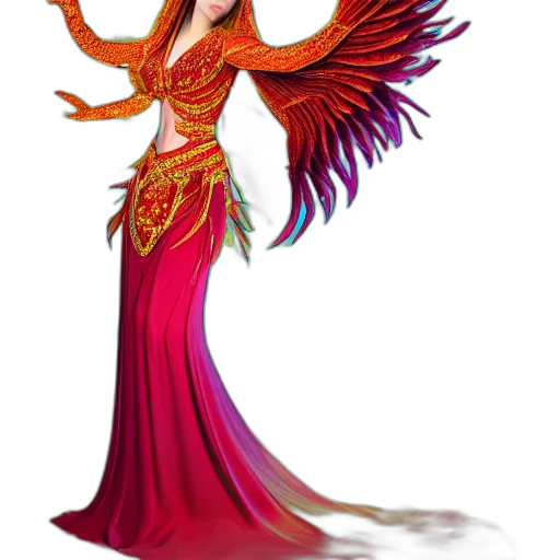dress, dragon, staff, jewelry transparent PNG cut-out