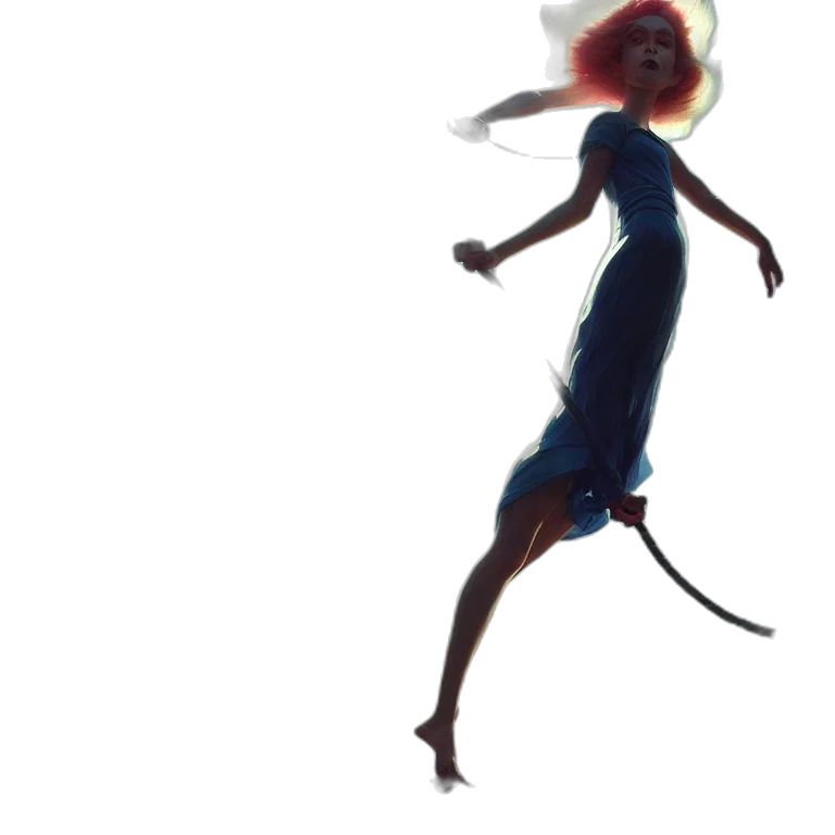 dress, hair, staff, umbrella transparent PNG cut-out