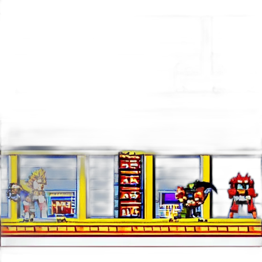 robot, building, pixel art, concept art transparent PNG cut-out