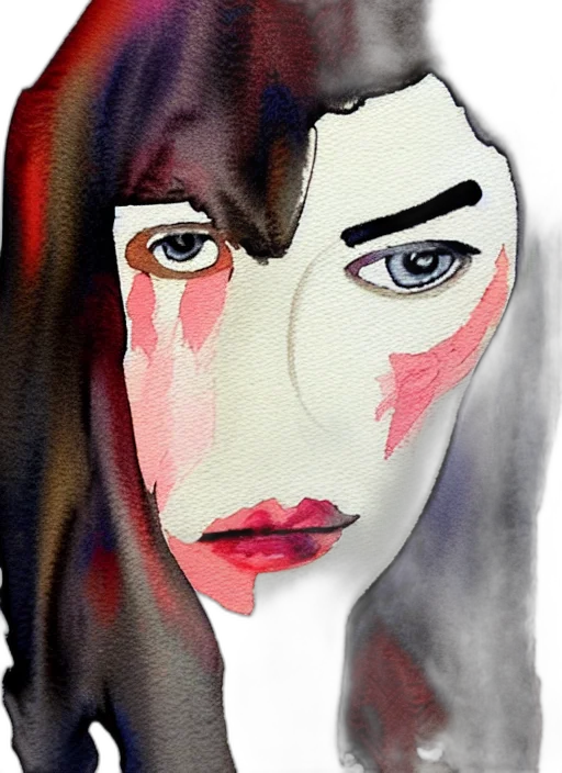 face, mask, watercolor, photorealistic transparent PNG cut-out