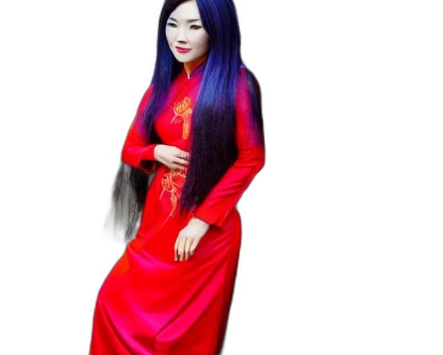 dress, staff, hair, photorealistic transparent PNG cut-out