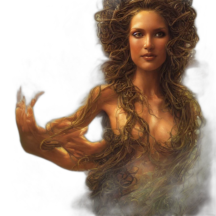 hair, dress, fantasy art, photorealistic transparent PNG cut-out