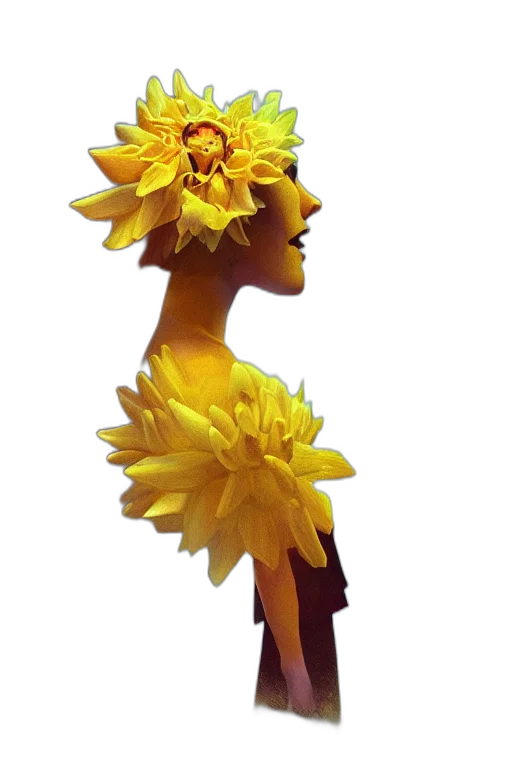 crown, flower, dress, staff transparent PNG cut-out